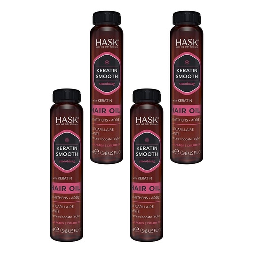 HASK Keratin Oil Smoothing Hair Oil Vial 18mL x 12 Bundle of 4
