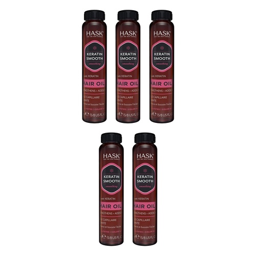HASK Keratin Oil Smoothing Hair Oil Vial 18mL x 12 Bundle of 5