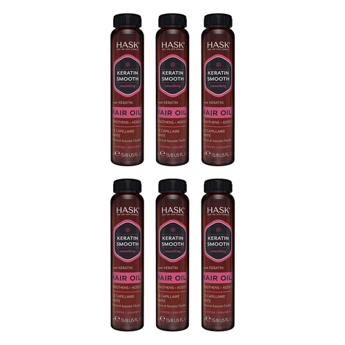 HASK Keratin Oil Smoothing Hair Oil Vial 18mL x 12 Bundle of 6