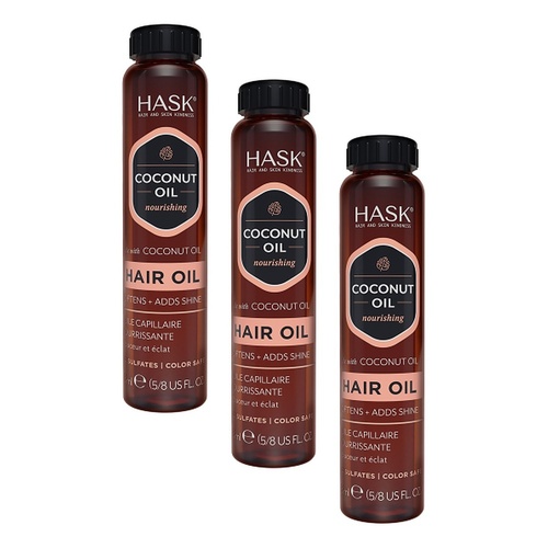 HASK Coconut Oil Nourishing Hair Oil Vial 18mL x 12 Bundle of 3