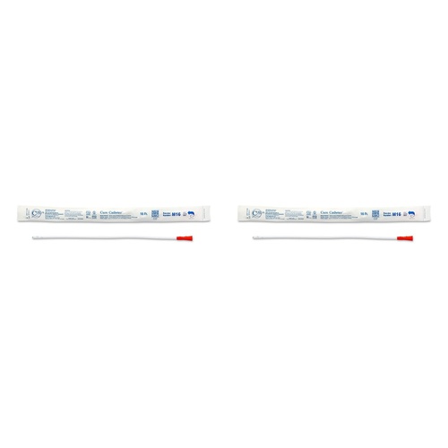 Cure Medical Catheter Male Uncoated 16 Straight Tip 16 Pack of 2