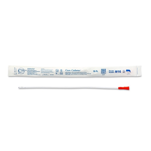 Cure Medical Catheter Male Uncoated 16 Straight Tip 16