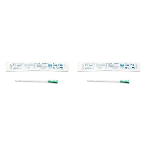 Cure Medical Catheter Female Uncoated 6 Inch Straight Tip 14 Pack of 2