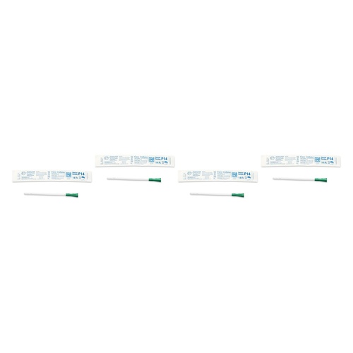 Cure Medical Catheter Female Uncoated 6 Inch Straight Tip 14 Pack of 4