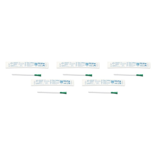 Cure Medical Catheter Female Uncoated 6 Inch Straight Tip 14 Pack of 5