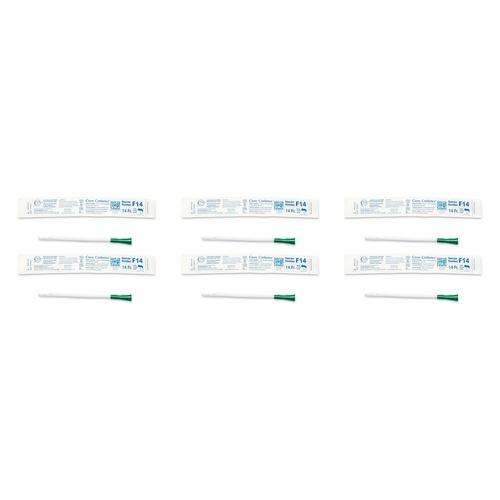Cure Medical Catheter Female Uncoated 6 Inch Straight Tip 14 Pack of 6
