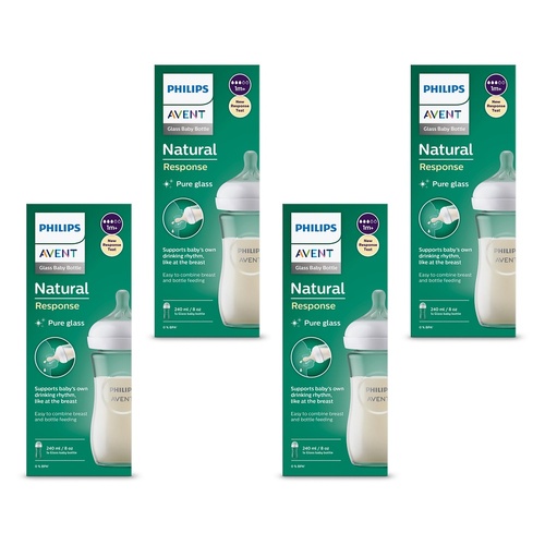 Philips Avent Natural Response 240mL Glass Baby Bottle Pack of 4