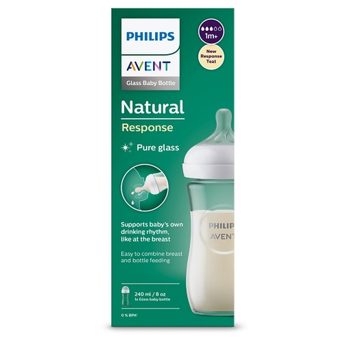Philips Avent Natural Response 240mL Glass Baby Bottle