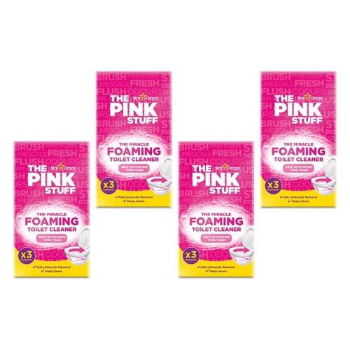 The Pink Stuff Miracle Foaming Toilet Cleaner 3 Pack Bundle of 4