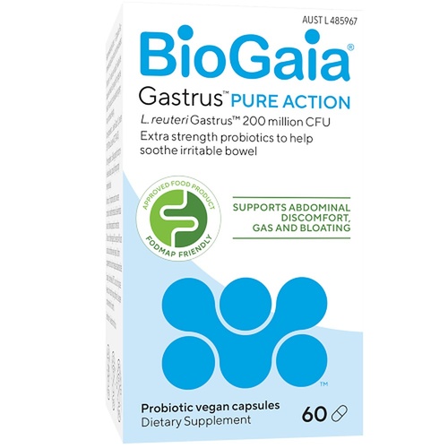 BioGaia Gastrus Pure Action Probiotic Capsules 60 Pack