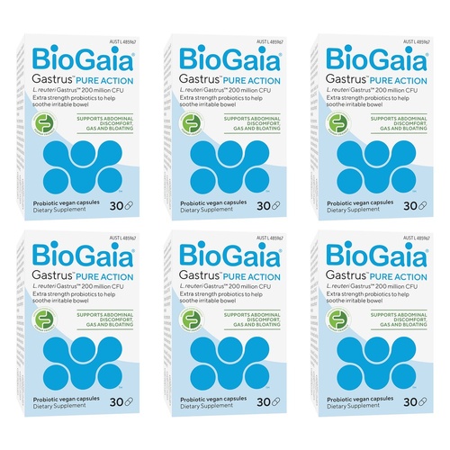 BioGaia Gastrus Pure Action Probiotic Capsules 30 Pack Bundle of 6