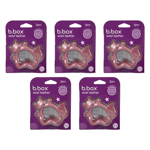 B.box Silicone Wrist Teether - Blush Pack of 5