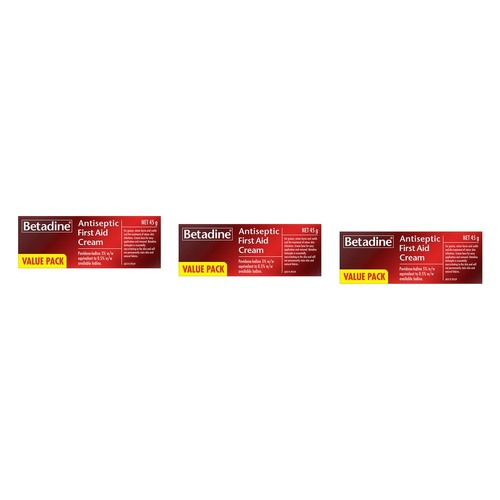Betadine Antiseptic First Aid Cream 45g Pack of 3