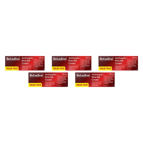 Betadine Antiseptic First Aid Cream 45g Pack of 5