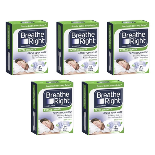 Breathe Right Nasal Strips Extra Strength 44 Strips Pack of 5
