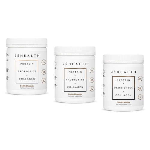 JSHealth Protein + Probiotics + Collagen Double Chocolate 450g Pack of 3