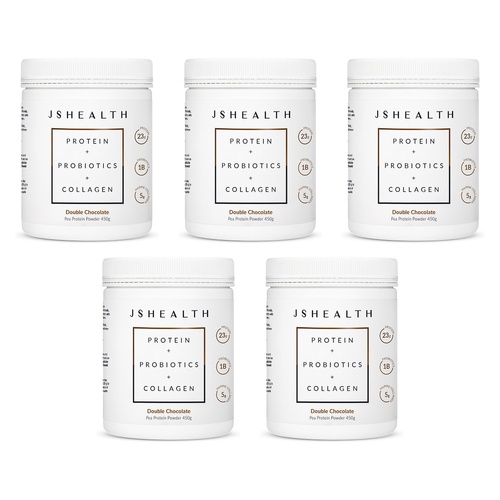 JSHealth Protein + Probiotics + Collagen Double Chocolate 450g Pack of 5