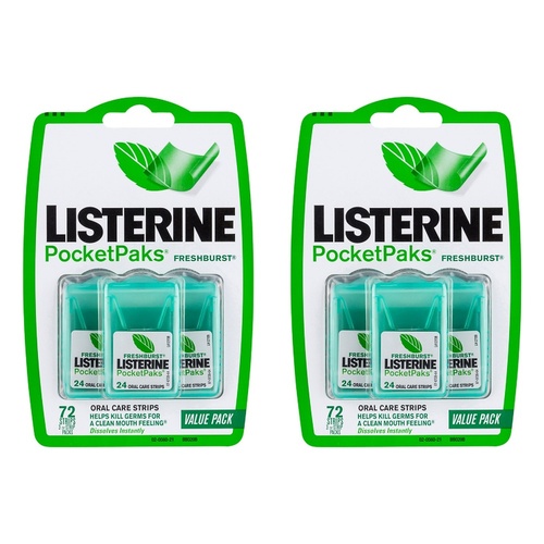 Listerine PocketPaks Fresh Burst Oral Strips 72 Pack x 6 Bundle of 2