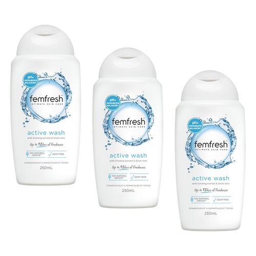 Femfresh Active Wash 250mL Pack of 3