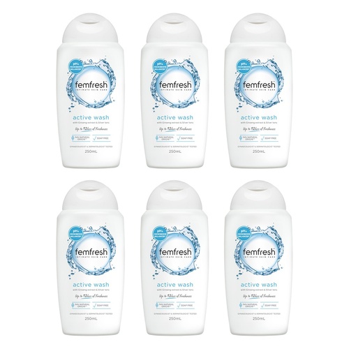 Femfresh Active Wash 250mL Pack of 6