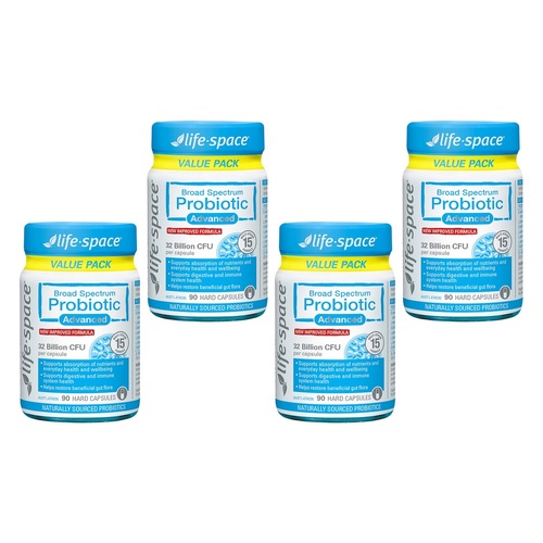 Life-Space Broad Spectrum Probiotic Advanced 90 Capsules Pack of 4