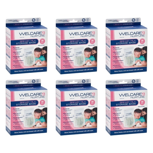 Welcare Nurture Breast Milk Storage Bags 30 Pack Bundle of 6