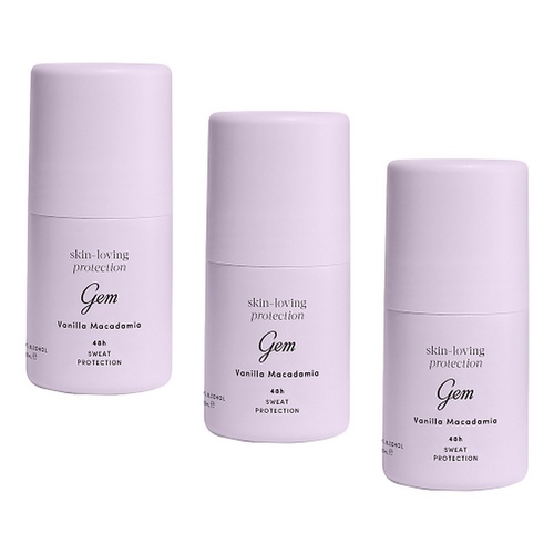 GEM Skin Loving Roll On Deodorant Vanilla Macadamia 50mL Pack of 3