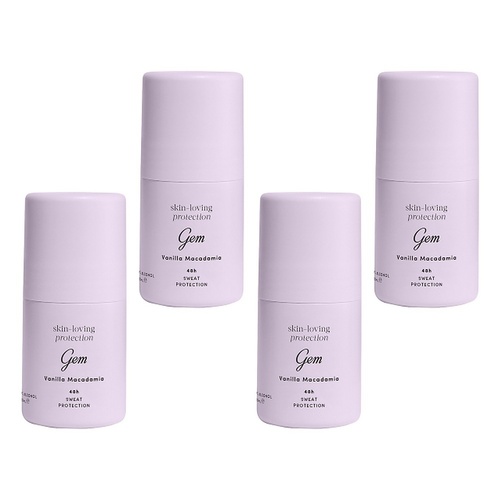 GEM Skin Loving Roll On Deodorant Vanilla Macadamia 50mL Pack of 4