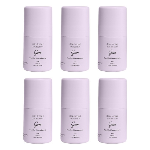 GEM Skin Loving Roll On Deodorant Vanilla Macadamia 50mL Pack of 6