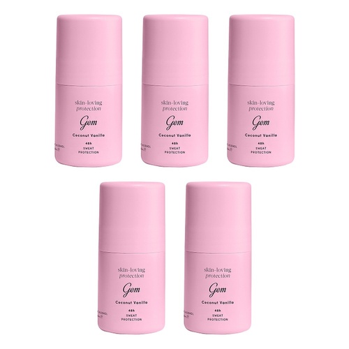 GEM Skin Loving Roll On Deodorant Coconut Vanilla 50mL Pack of 5