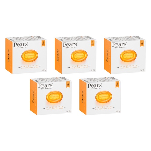 Pears Pure & Gentle Soap With Natural Oils 3 x 125g Pack of 5