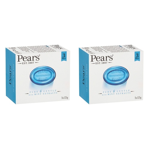 Pears Pure & Gentle Soap With Mint Extracts 3 x 125g Pack of 2