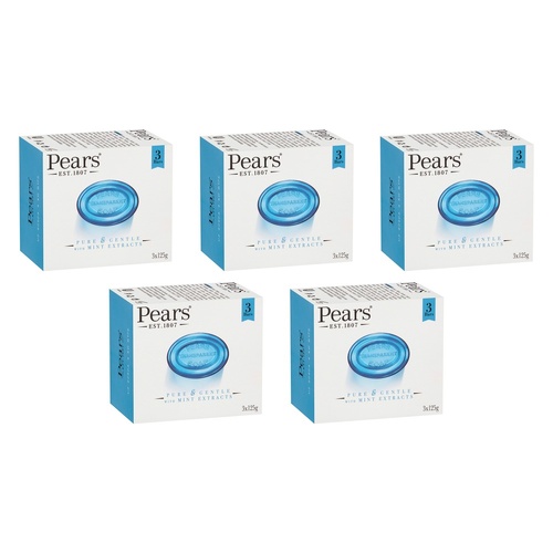 Pears Pure & Gentle Soap With Mint Extracts 3 x 125g Pack of 5