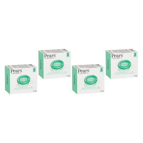 Pears Pure & Gentle Soap With Lemon Flower Extracts 3 x 125g Pack of 4