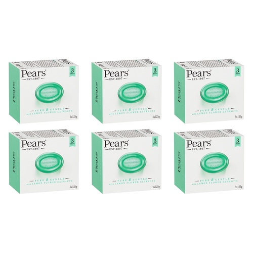 Pears Pure & Gentle Soap With Lemon Flower Extracts 3 x 125g Pack of 6