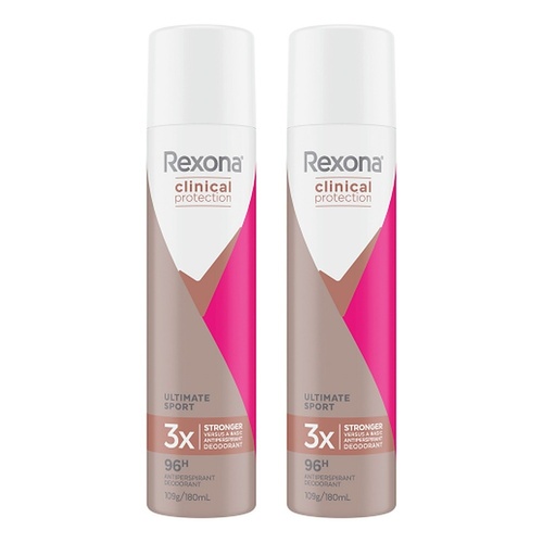 Rexona Clinical Protection Ultimate Sport Antiperspirant, 96H, 180mL Pack of 2
