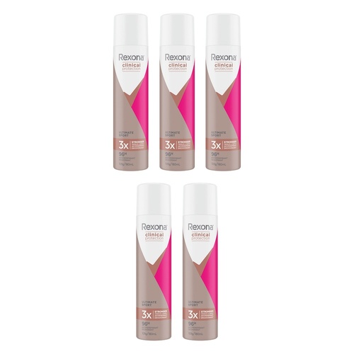 Rexona Clinical Protection Ultimate Sport Antiperspirant, 96H, 180mL Pack of 5