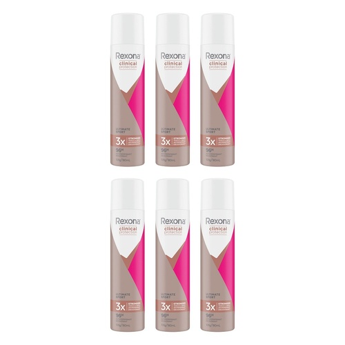 Rexona Clinical Protection Ultimate Sport Antiperspirant, 96H, 180mL Pack of 6