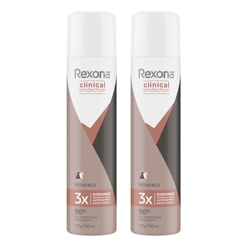 Rexona Clinical Protection Invisible Antiperspirant Deodorant 180mL Pack of 2
