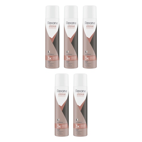 Rexona Clinical Protection Invisible Antiperspirant Deodorant 180mL Pack of 5