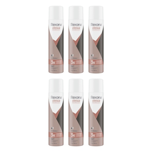 Rexona Clinical Protection Invisible Antiperspirant Deodorant 180mL Pack of 6