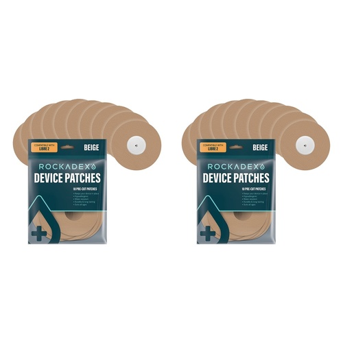 Rockadex Freestyle Libre Patches Beige 10 Pack Bundle of 2