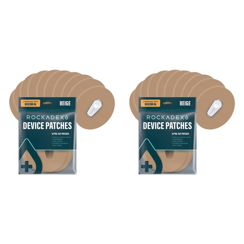 Rockadex Dexcom G6 Patches Beige 10 Pack Bundle of 2
