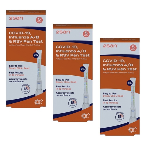 2San Covid-19/Influenza/RSV Pen Test 5 Pack Bundle of 3