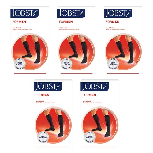 Jobst Men Knee High Large Black 15-20mmHg Pack of 5