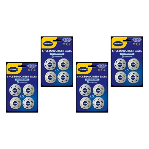 Scholl Shoe Deodoriser Balls 4 Pack Bundle of 4