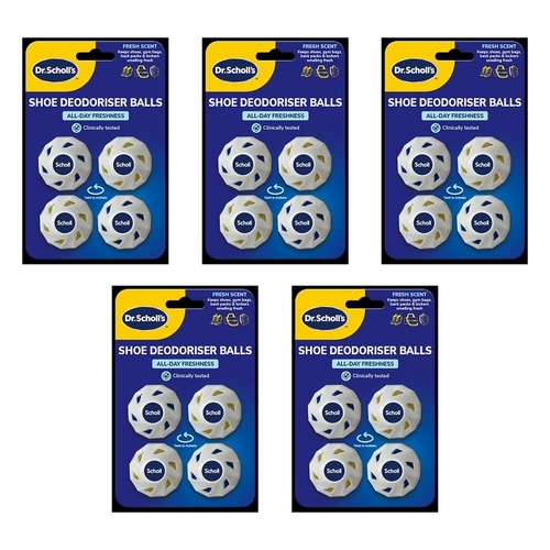 Scholl Shoe Deodoriser Balls 4 Pack Bundle of 5