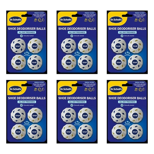 Scholl Shoe Deodoriser Balls 4 Pack Bundle of 6