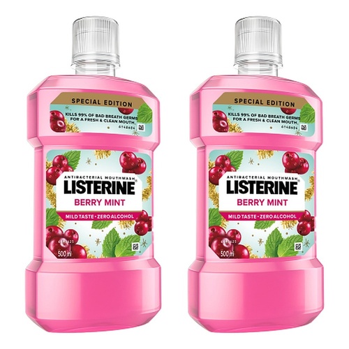 Listerine Berry Mint Mouthwash 500mL Pack of 2