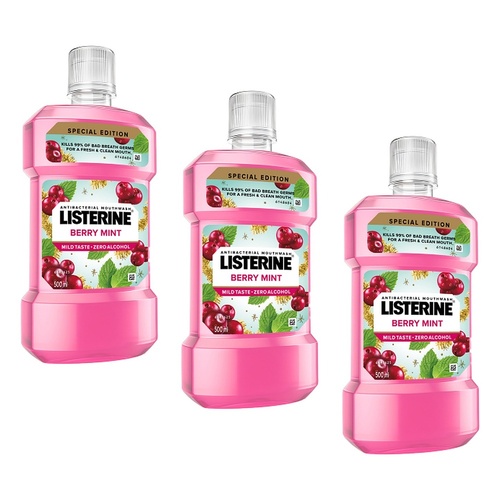 Listerine Berry Mint Mouthwash 500mL Pack of 3